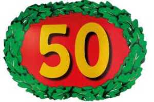 Grußschild "50" , Hartpappe 40 x 29 cm
