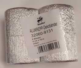 Alu-Krepp, silber, 5 cm x 10 m, 4 Rollen im Pack
