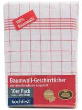 Baumwoll-Geschirrtuch 50/70 cm rot/weiß kariert