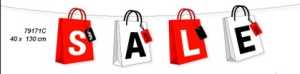 Tragetaschen-Girlande, SALE, rot/weiss, 40 x 130 cm