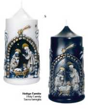 Relief-Weihnachtskerze "Heilige Familie" Blau