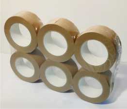 6 x Papier-Klebeband, braun, 50 mm, 50 m