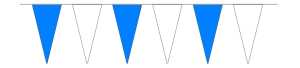 Wimpelketten Papier, blau/weiß, 10 m lang, 40 Spitzwimpel