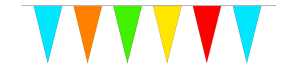 Wimpelketten Papier, bunt, 10 m lang, 40 Spitzwimpel